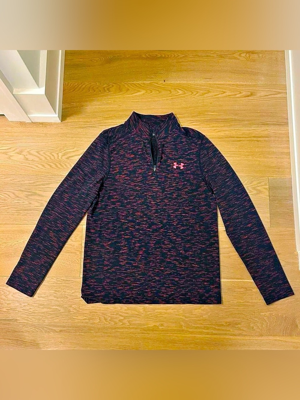 Under Armour Men’s Zip Pullover - Black with Pink Heather